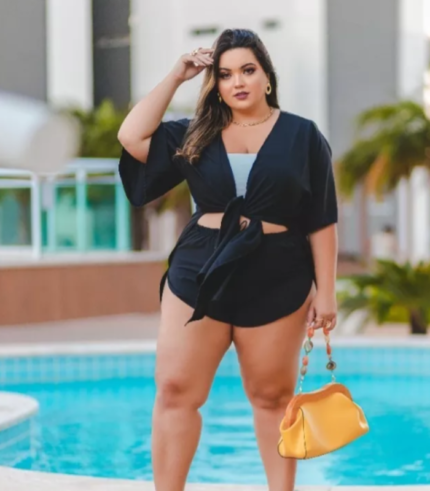 Saída Praia Conjunto Camisão Manga Curta e Short