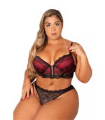 Lingerie Sexy Plus Size Sutiã Aro Cropped Preto Calcinha Fio