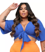 Plus Size Feminino Cropped De Amarrar De Calor G1 Ao G4