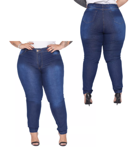 Calça Jeans Skinny Com Lycra Cintura Alta