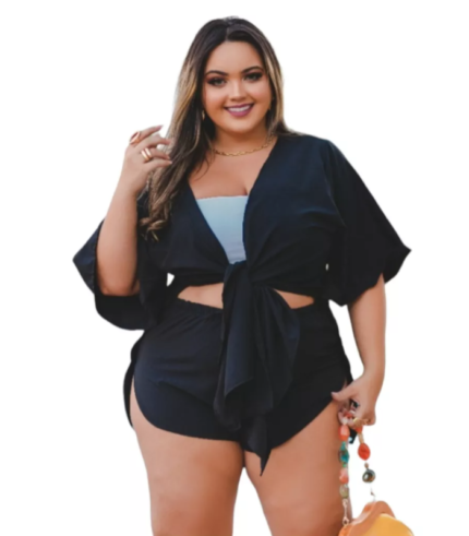 Saída Praia Conjunto Camisão Manga Curta e Short