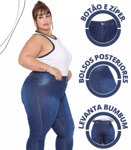 Calça Jeans Skinny Com Lycra Cintura Alta