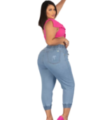 Calça Jeans Plus Size Feminina Jogger Cintura Elástico Lycra