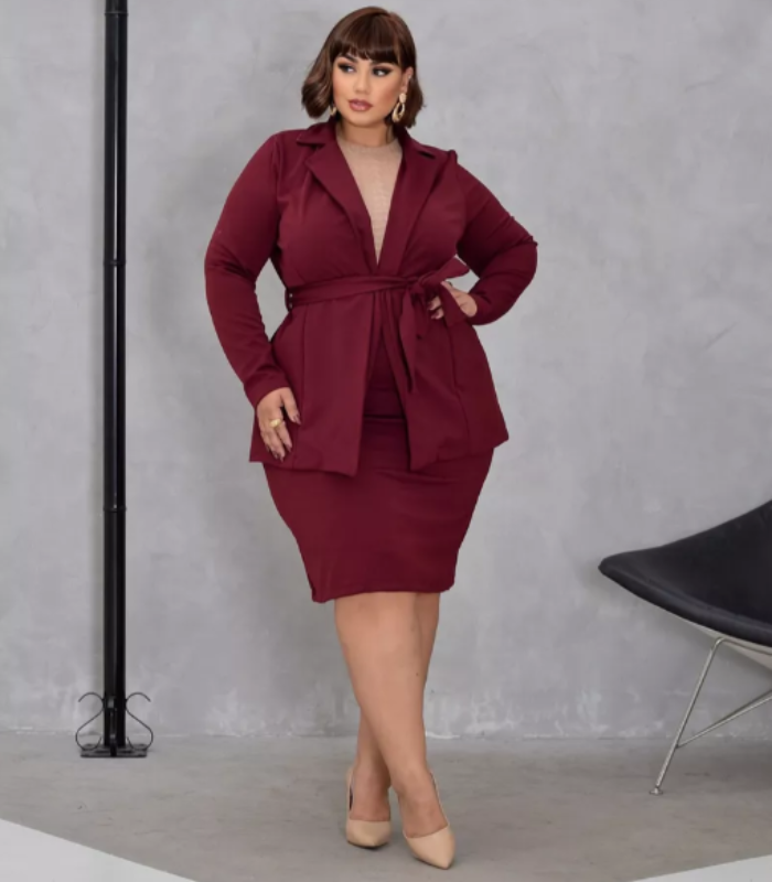 Blazer Sobretudo Plus Size Alongado Social Secretaria Luxo G