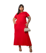 vestido vermelho gola v