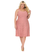 Vestido Plus Size Midi Feminino Em Lesie De Alcinha