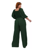 Calça Wide Leg Alfaiataria Plus Size E Blusinha Top Decote