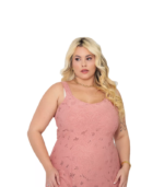 Vestido Plus Size Midi Feminino Em Lesie De Alcinha