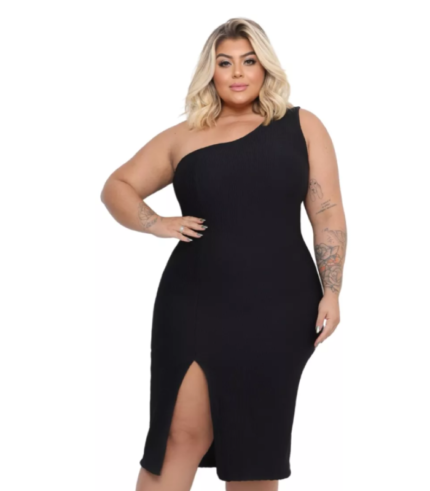 Vestido Plus Size Midi Fenda Modelador Curve Anarruga Até G3