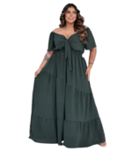 Vestido longo com manga premium