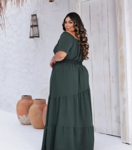 Vestido longo com manga premium