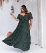 Vestido longo com manga premium