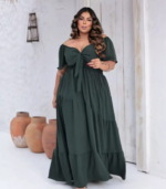 Vestido longo com manga premium
